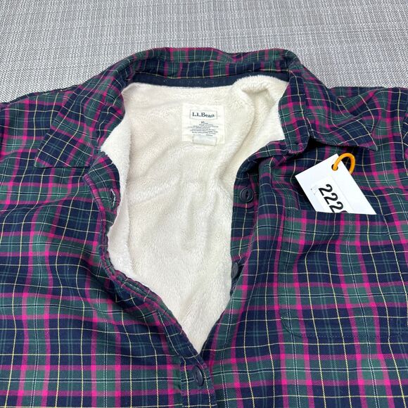 LL Bean Shacket Women XL Flannel Plaid Shirt Lined Fleece Jacket Utility Outdoor - Picture 4 of 9